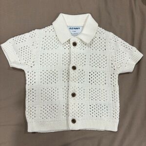 Old Navy Baby White Knit Button Down Shirt